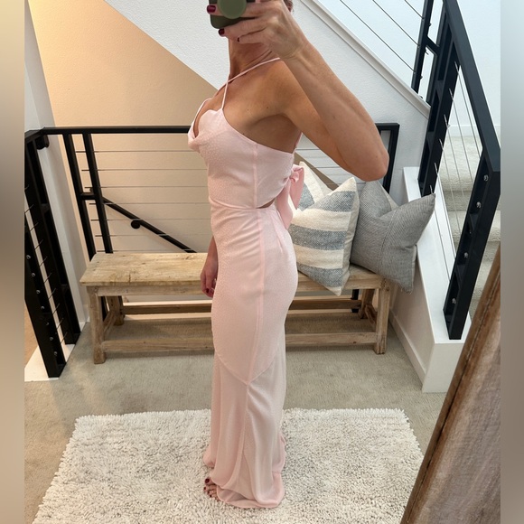 Lovers + Friends Massie Gown Blush Pink Revolve Maxi Dress Strappy Crisscross S - Picture 6 of 16